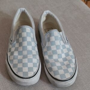 Vans Womens Blue and White Checkered Sneakers
